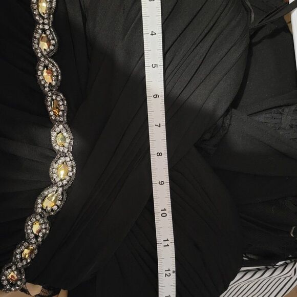 * MY MICHELE BLACK ASYMMETRICAL MAXI GOWN - Picture 2 of 10